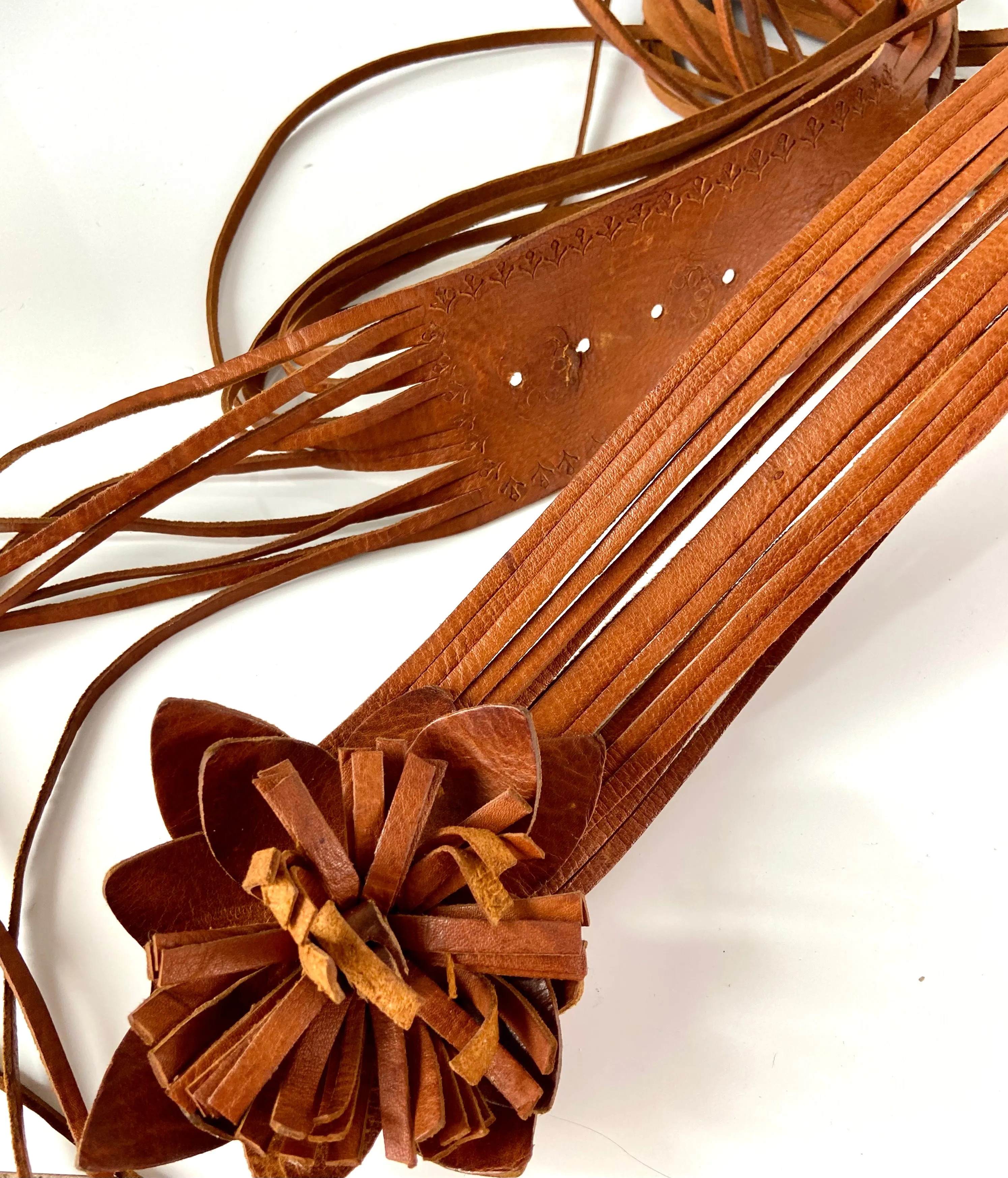 Flower leather belt