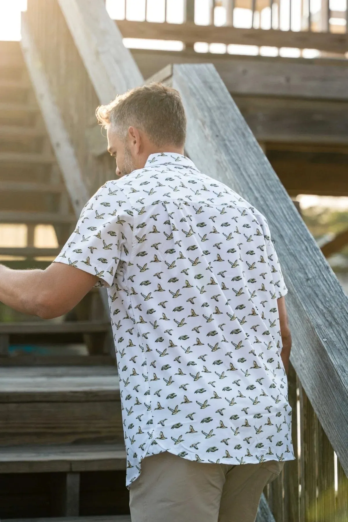 Flying Duck Button Up- White