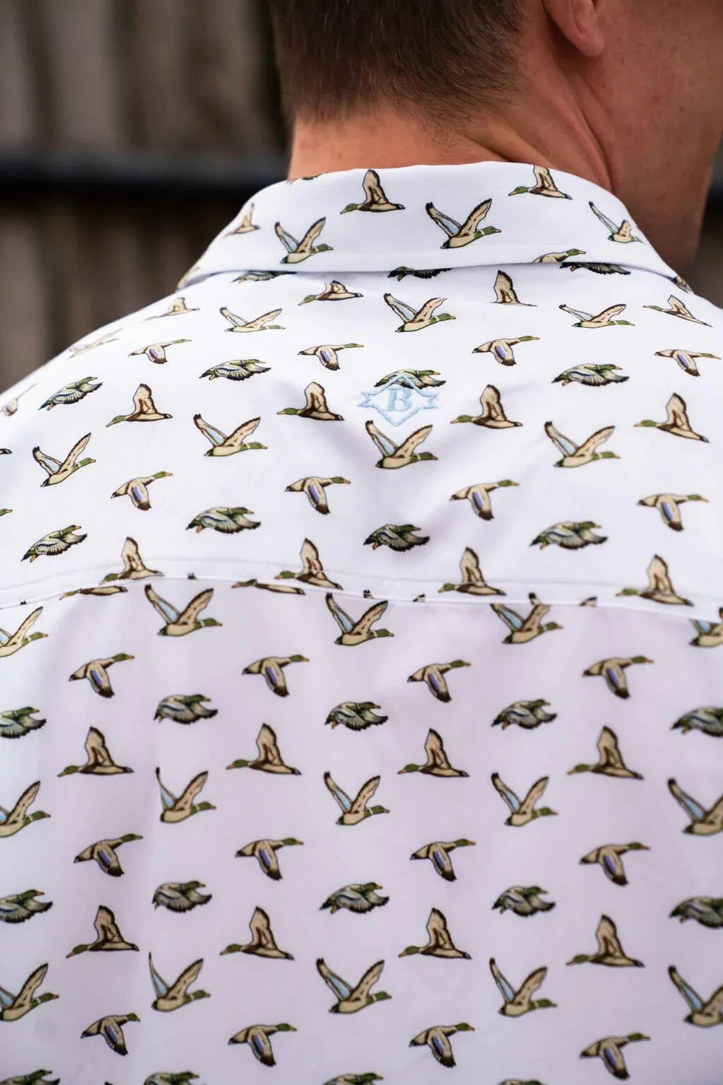 Flying Duck Button Up- White