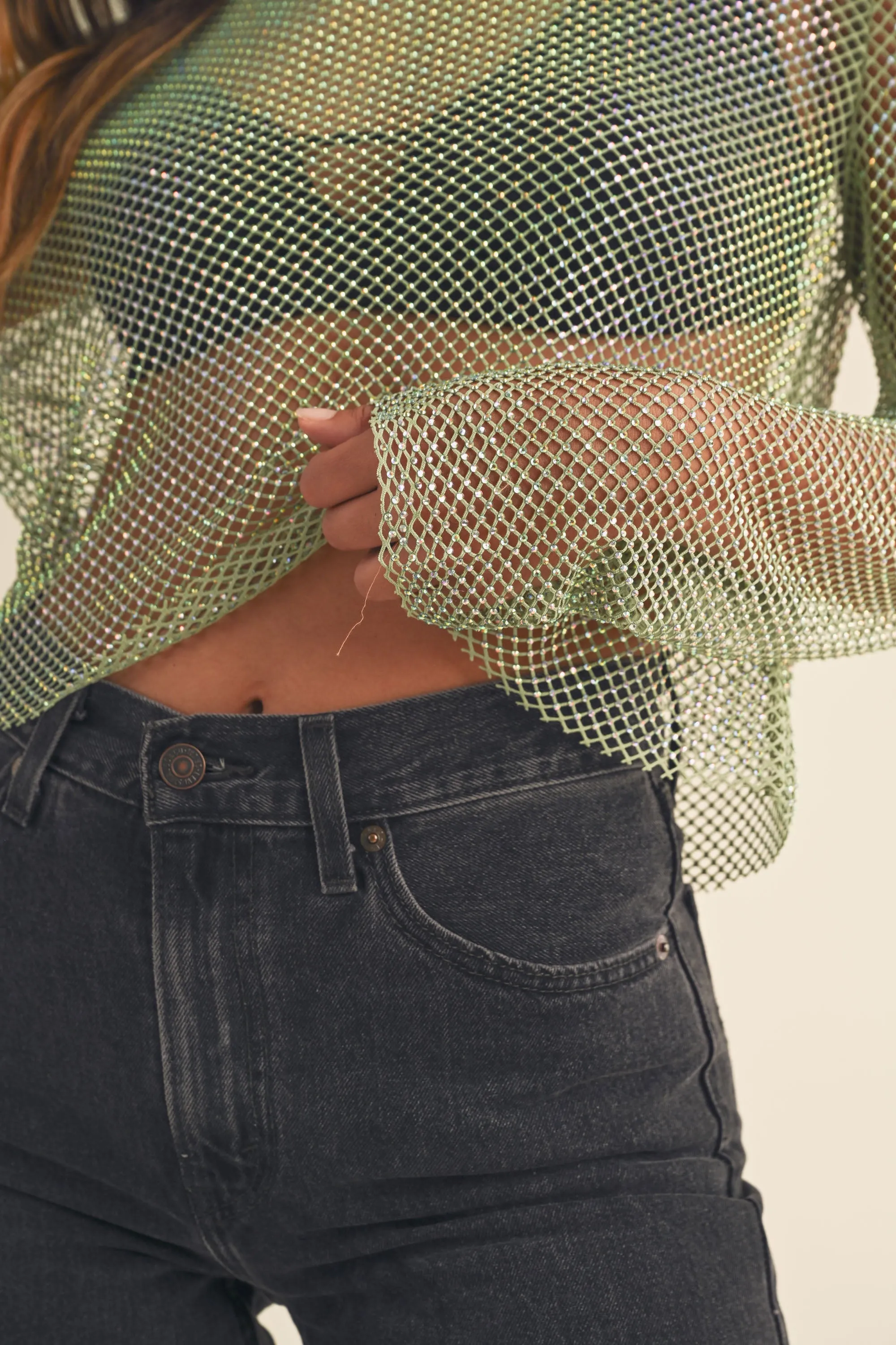 GIADA RHINESTONE NET TOP