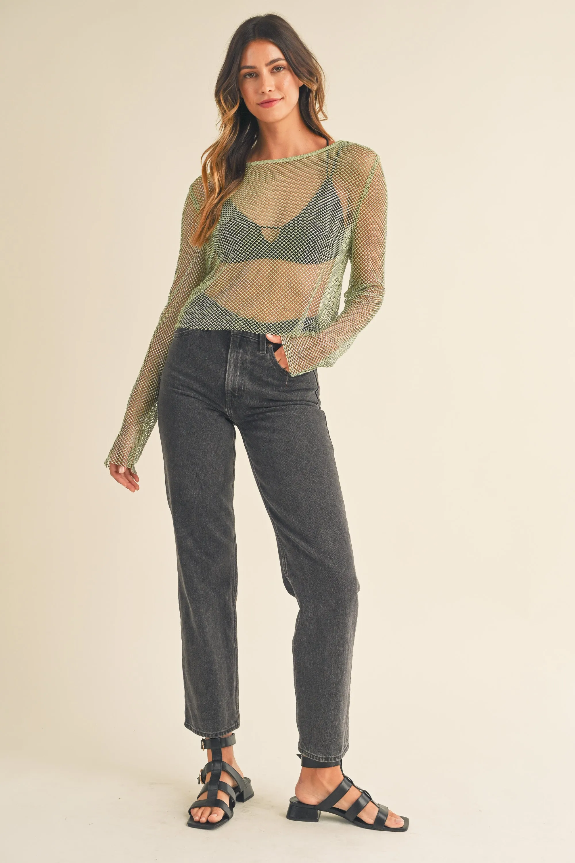 GIADA RHINESTONE NET TOP