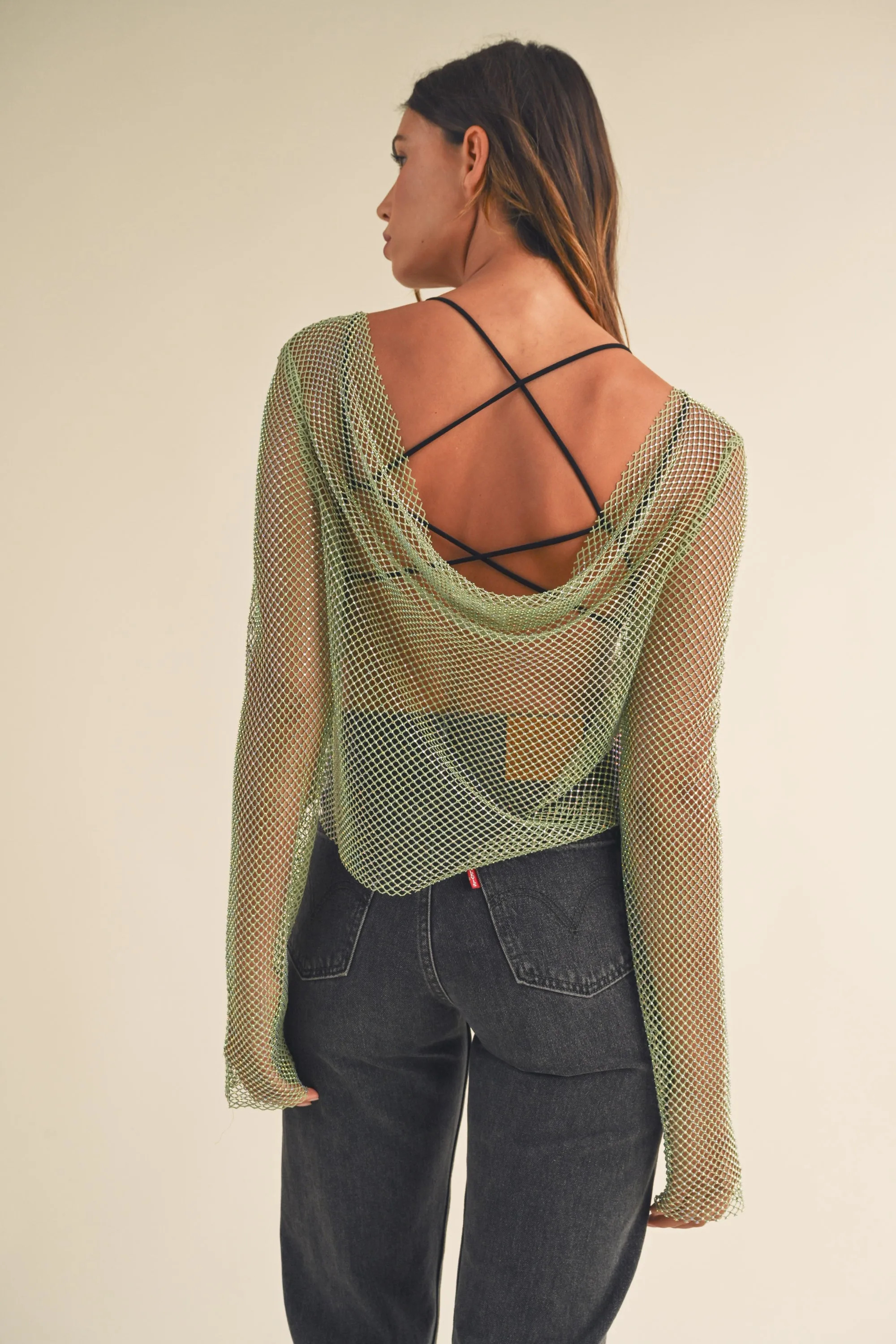 GIADA RHINESTONE NET TOP