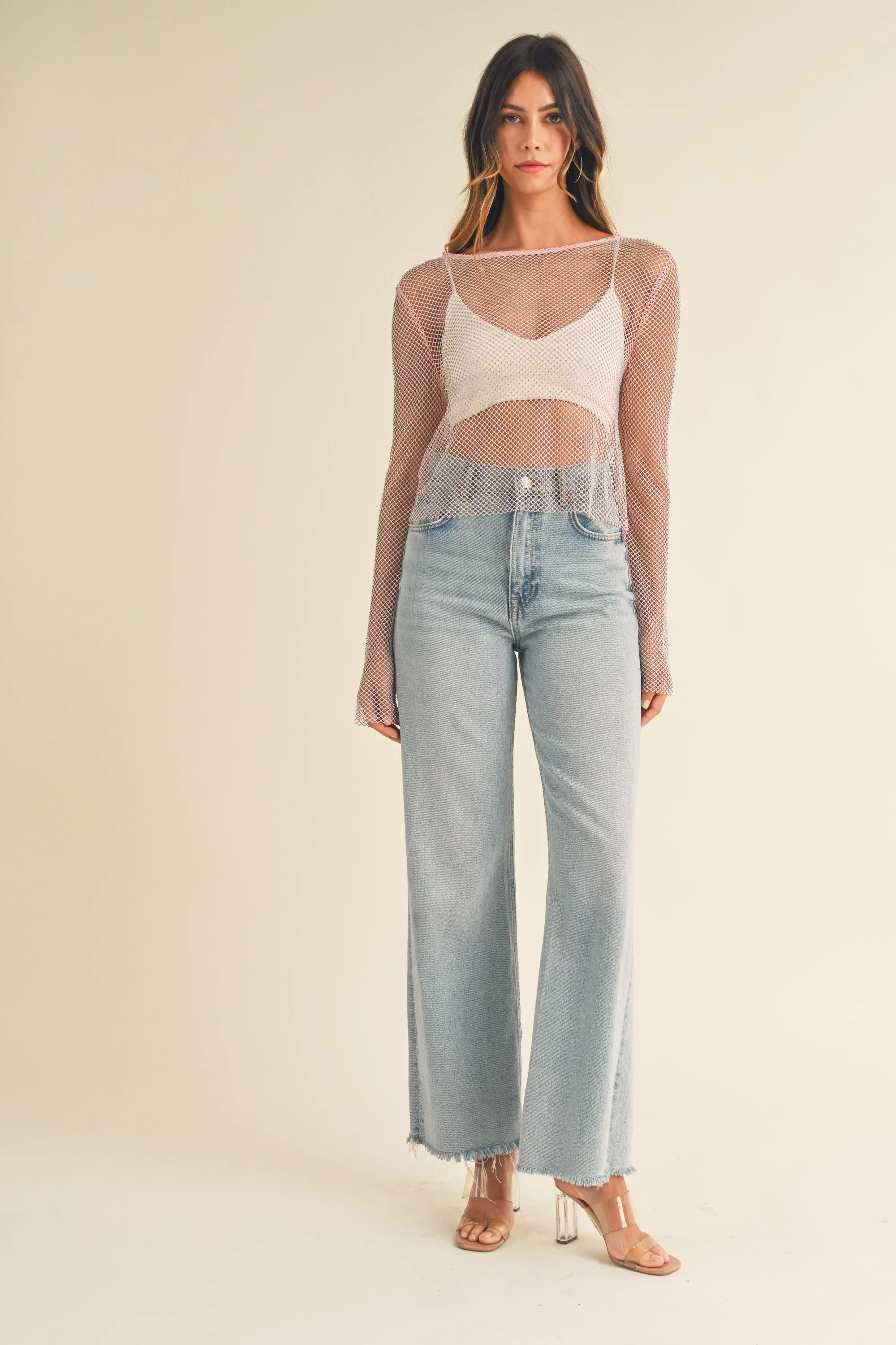 GIADA RHINESTONE NET TOP