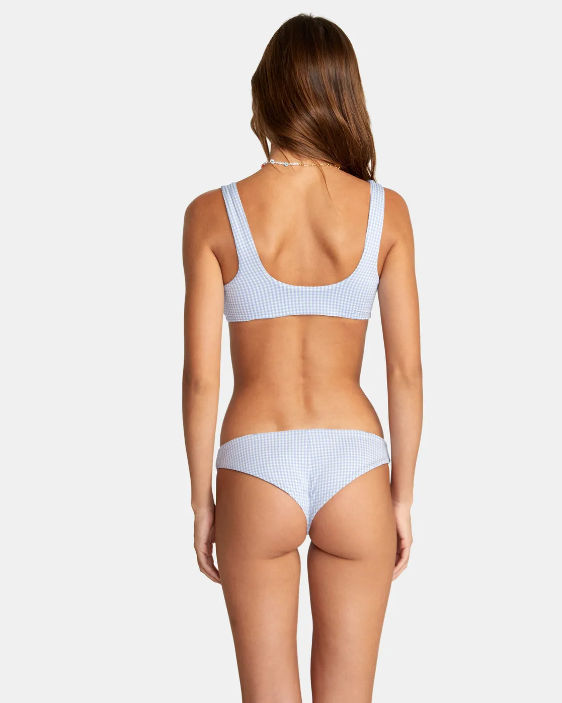 Gingham Reversible Bralette Bikini Top - Ash Blue