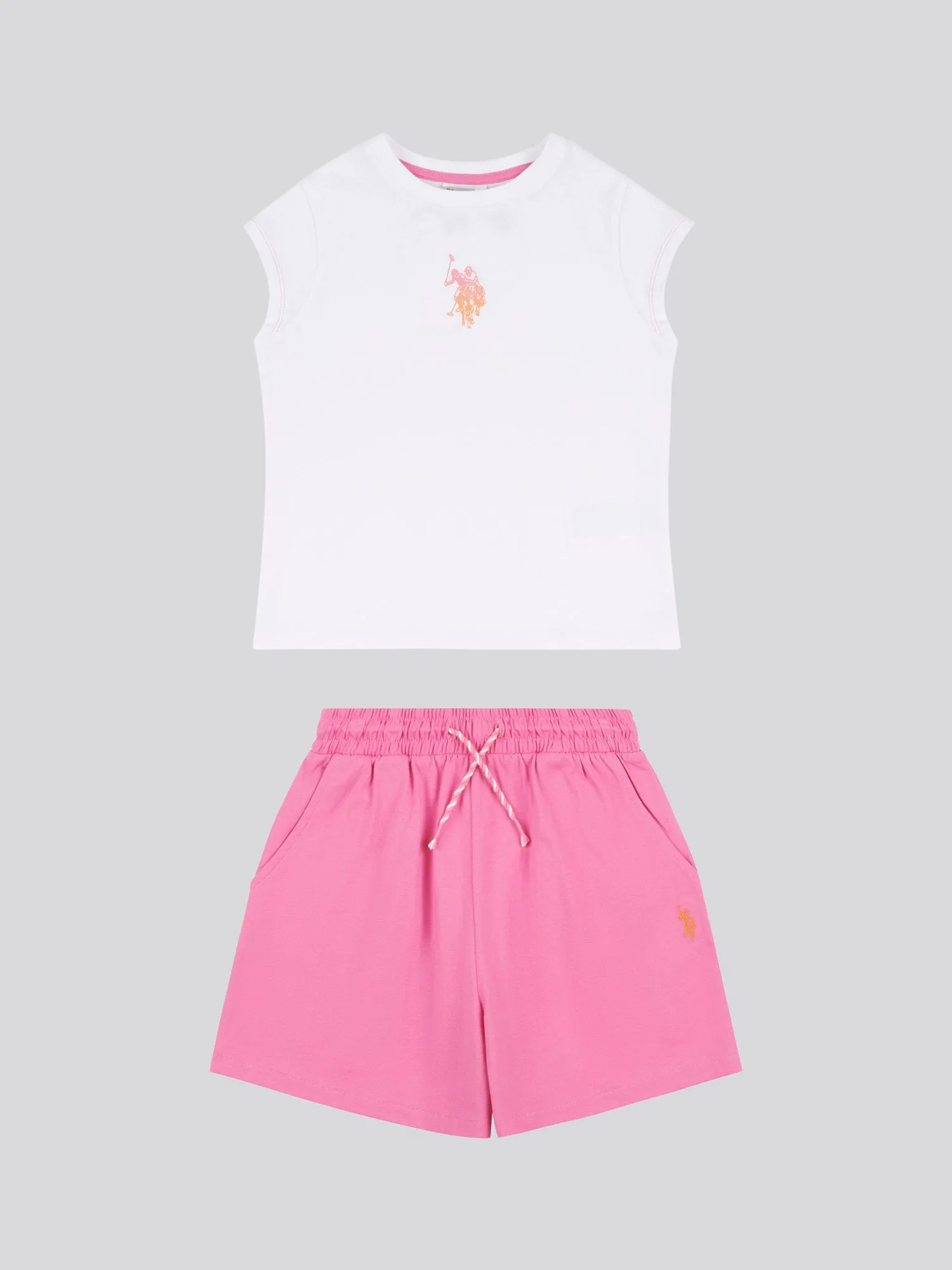 Girls Ombre Bermuda Shorts & T-Shirt Set in Bright White