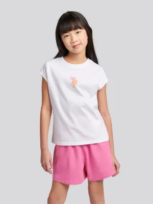 Girls Ombre Bermuda Shorts & T-Shirt Set in Bright White