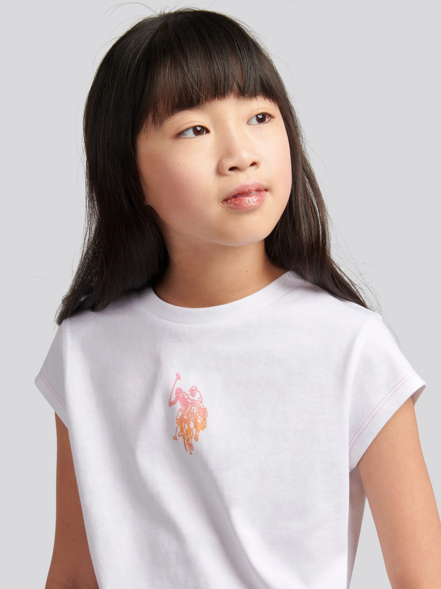 Girls Ombre Bermuda Shorts & T-Shirt Set in Bright White