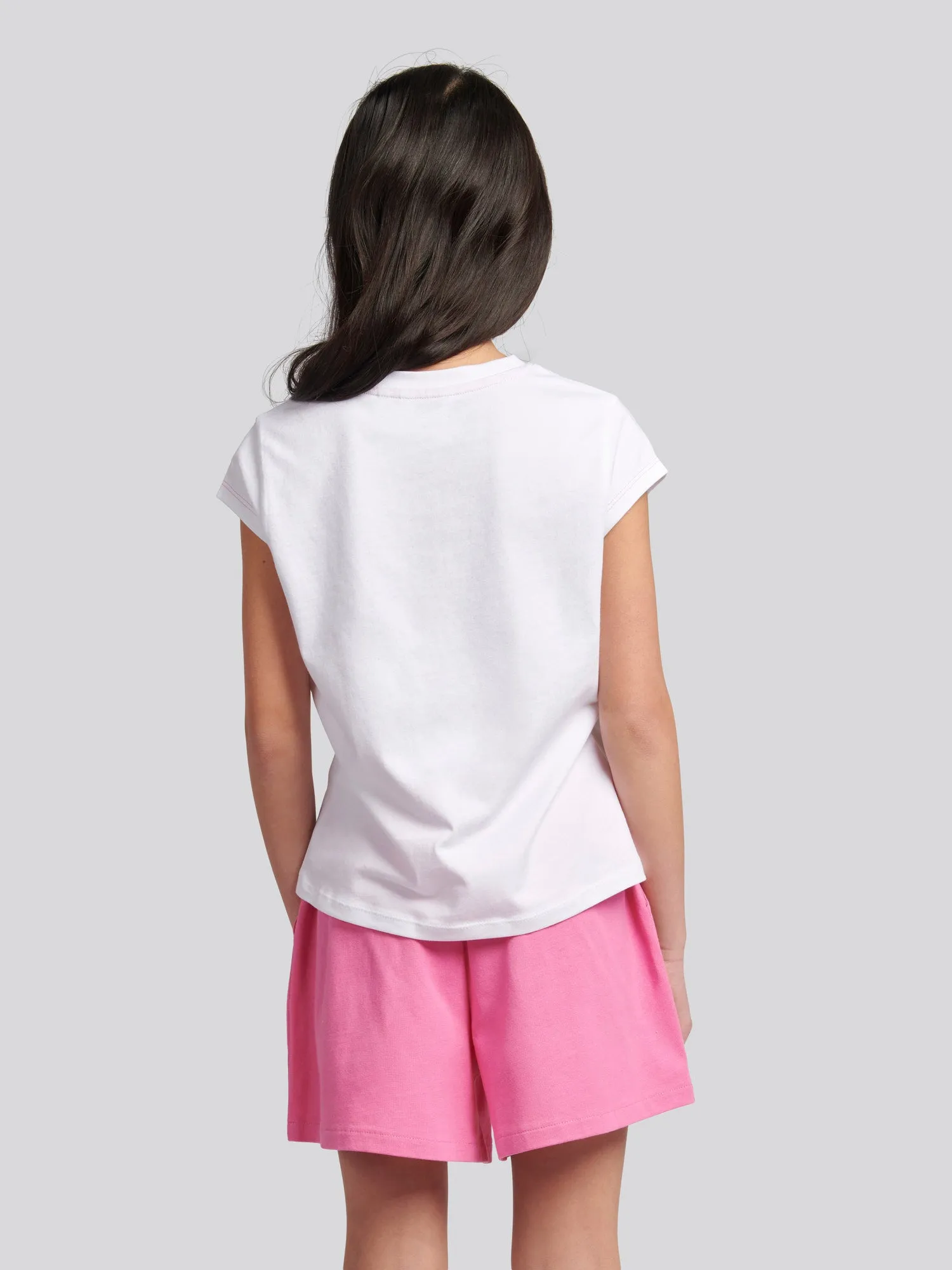 Girls Ombre Bermuda Shorts & T-Shirt Set in Bright White