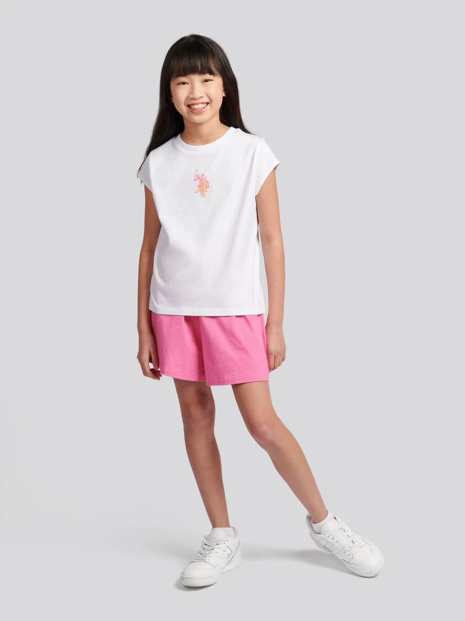 Girls Ombre Bermuda Shorts & T-Shirt Set in Bright White
