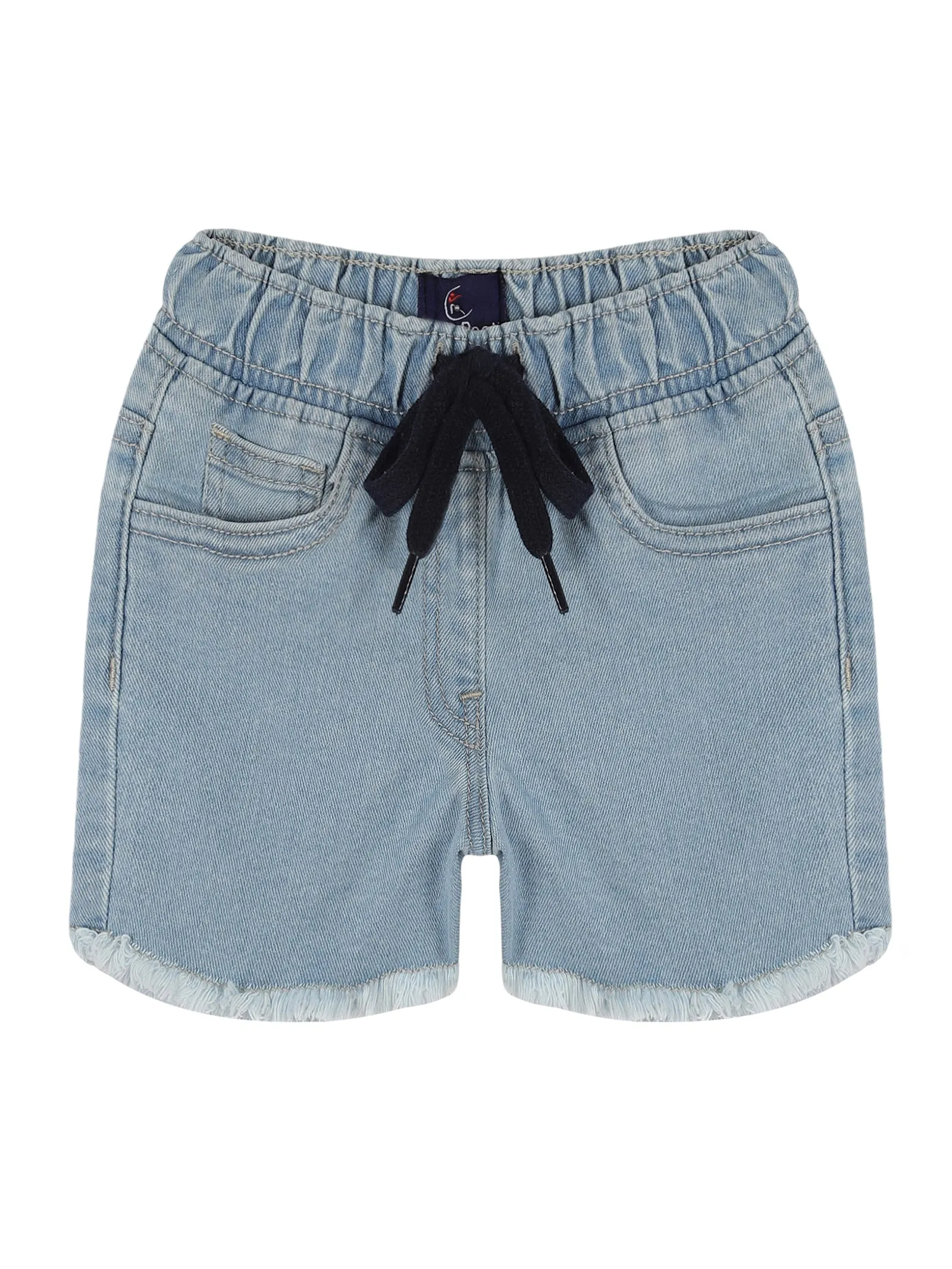 Girls Solid Sleeveless Polo Tee & Denim Hot Shorts Set