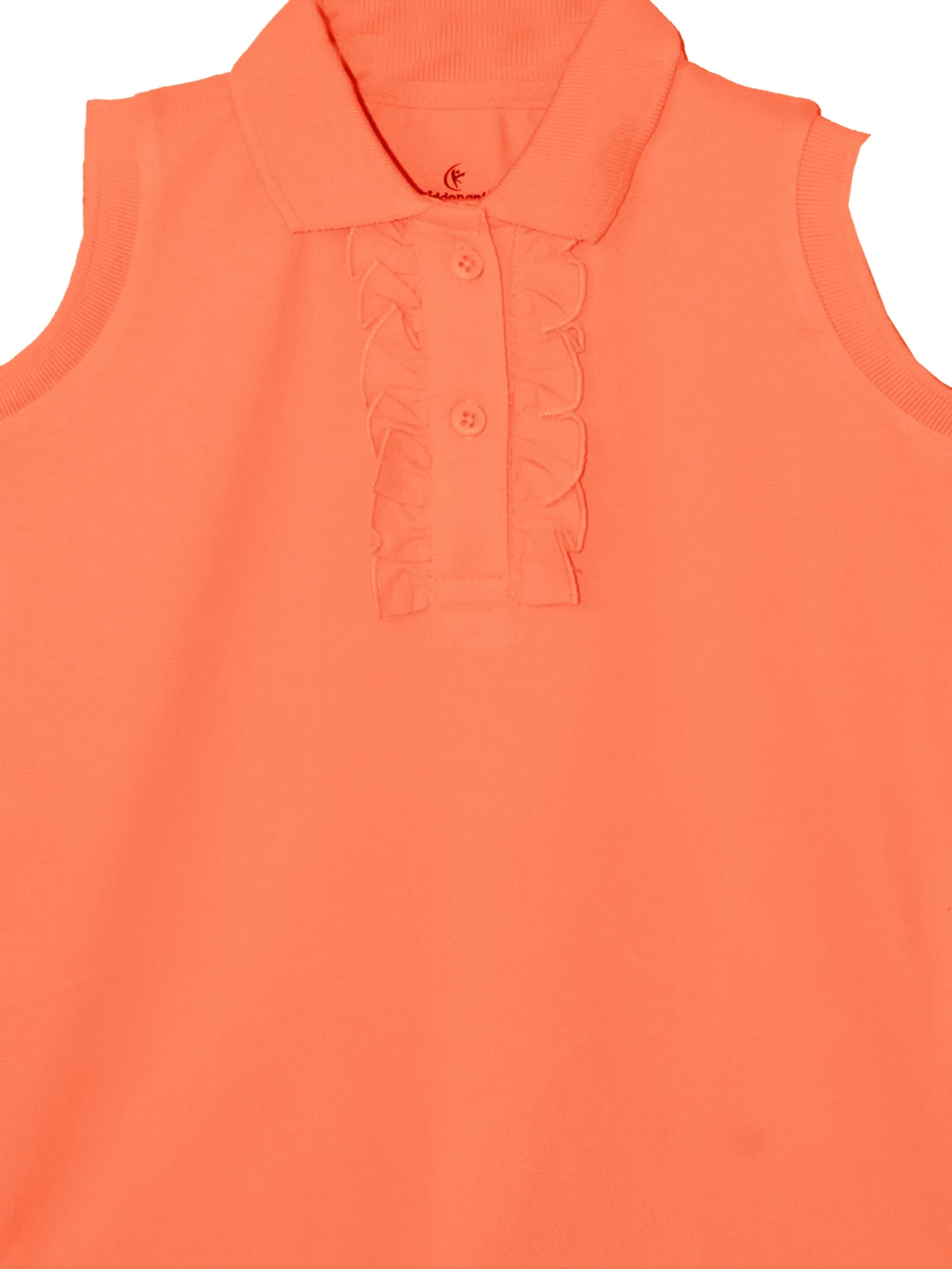 Girls Solid Sleeveless Polo Tee & Denim Hot Shorts Set