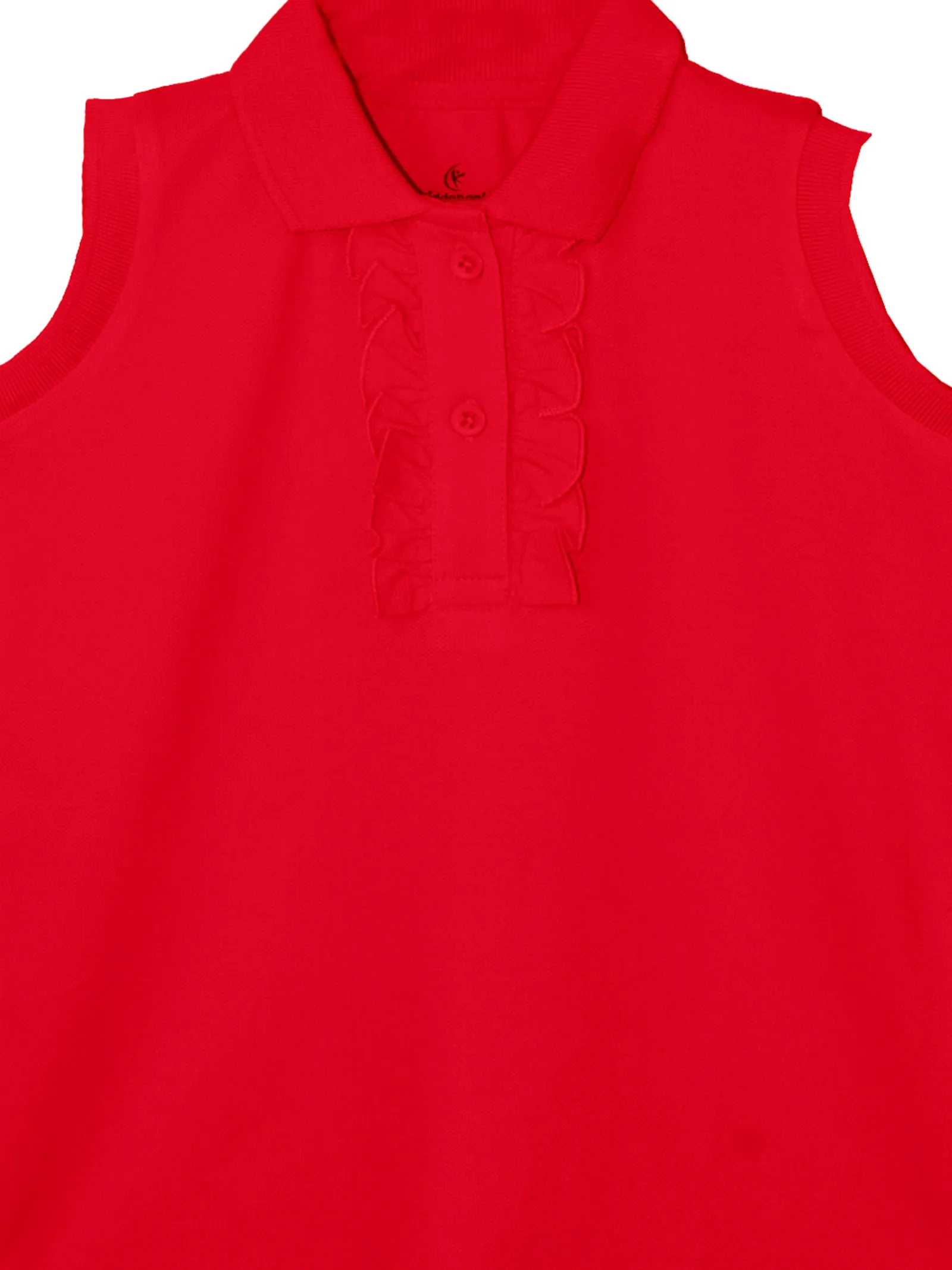 Girls Solid Sleeveless Polo Tee & Denim Hot Shorts Set