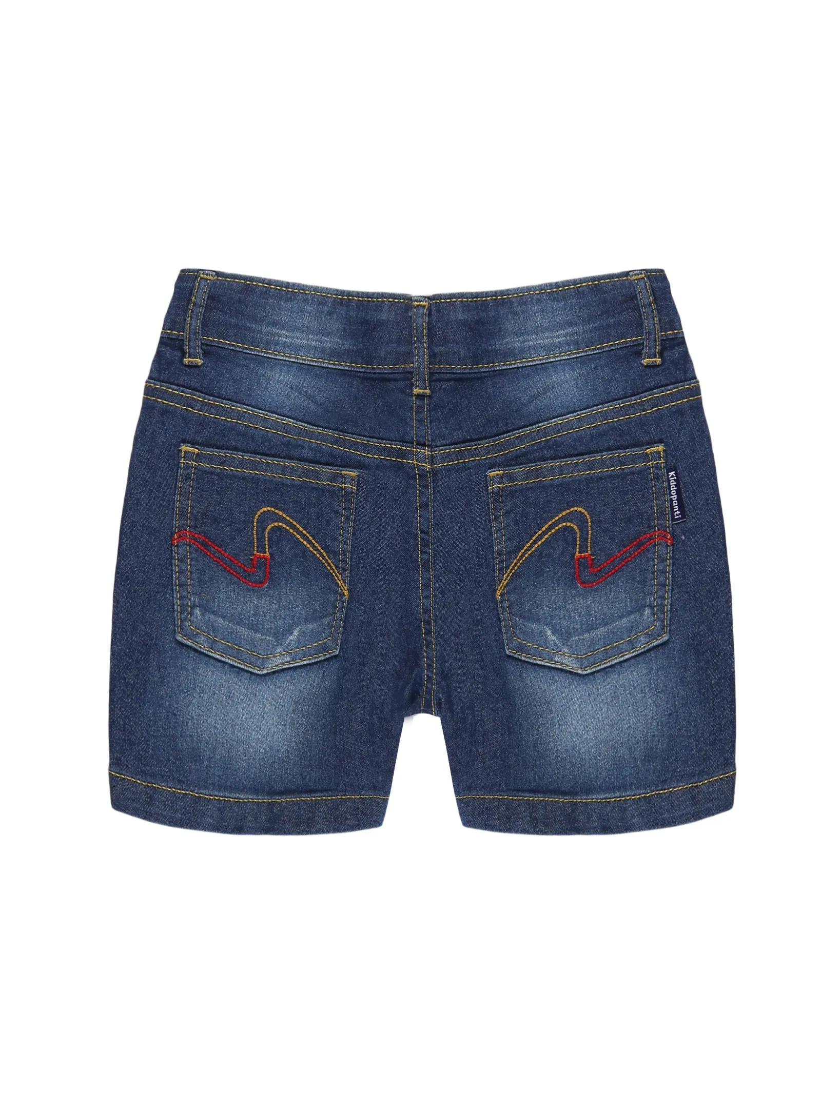 Girls Solid Sleeveless Polo Tee & Denim Hot Shorts Set