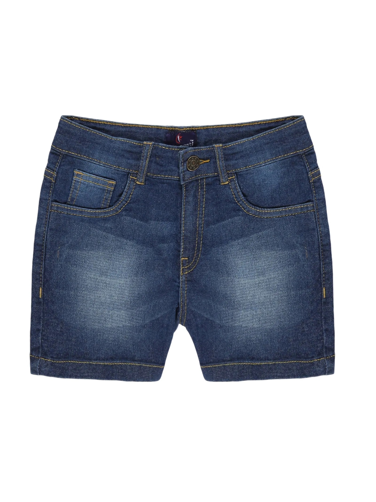 Girls Solid Sleeveless Polo Tee & Denim Hot Shorts Set