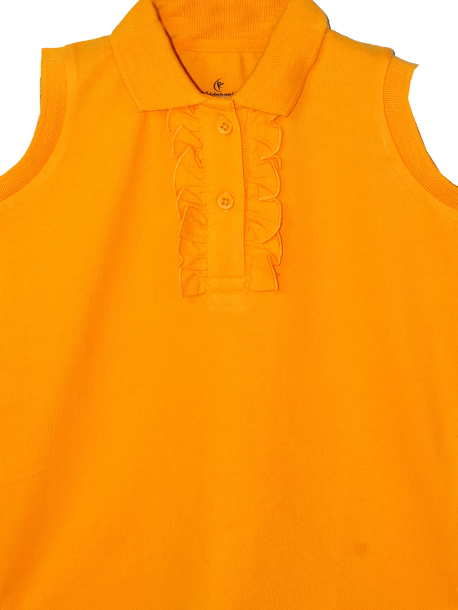 Girls Solid Sleeveless Polo Tee & Denim Hot Shorts Set