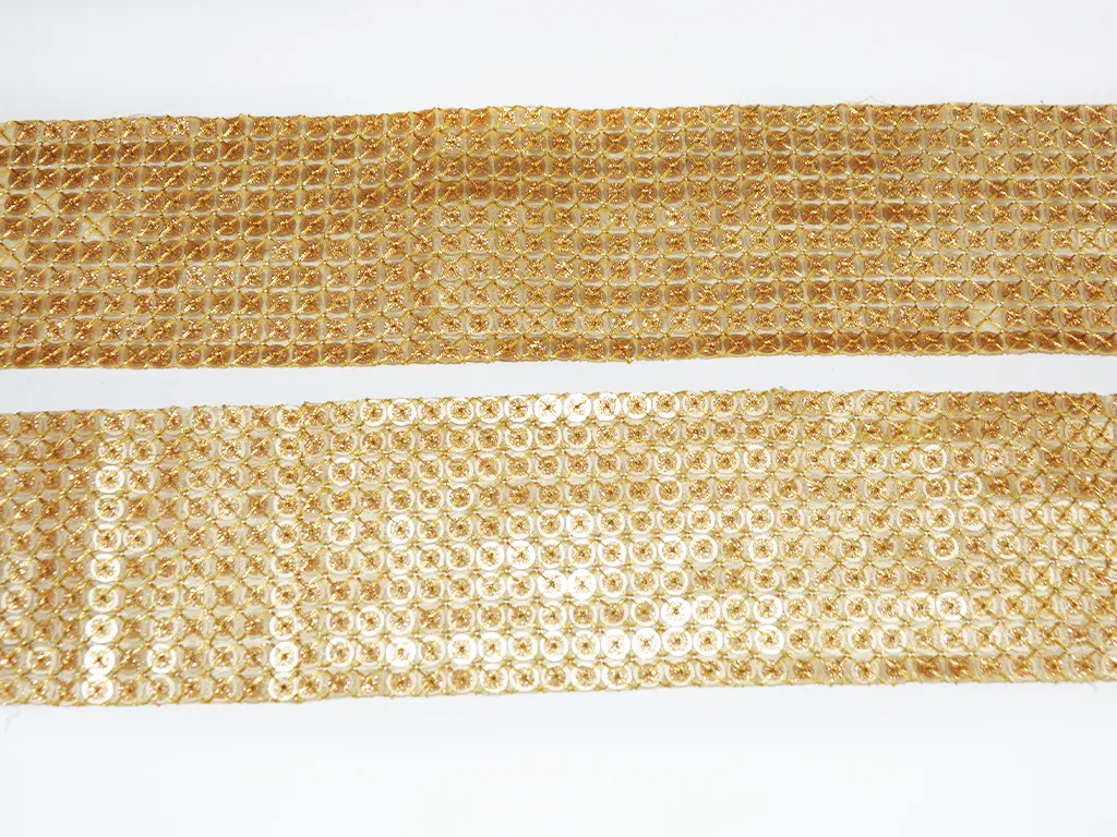 Golden Plain Sequins Work Embroidered Border