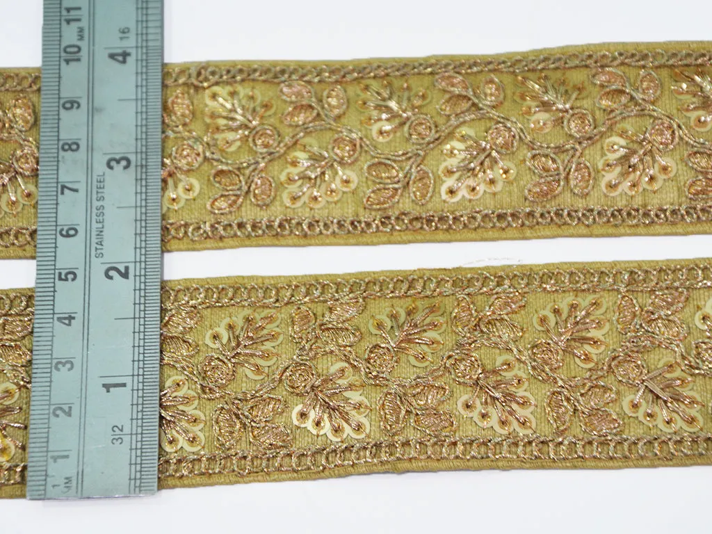 Golden Sequins Embroidered Border