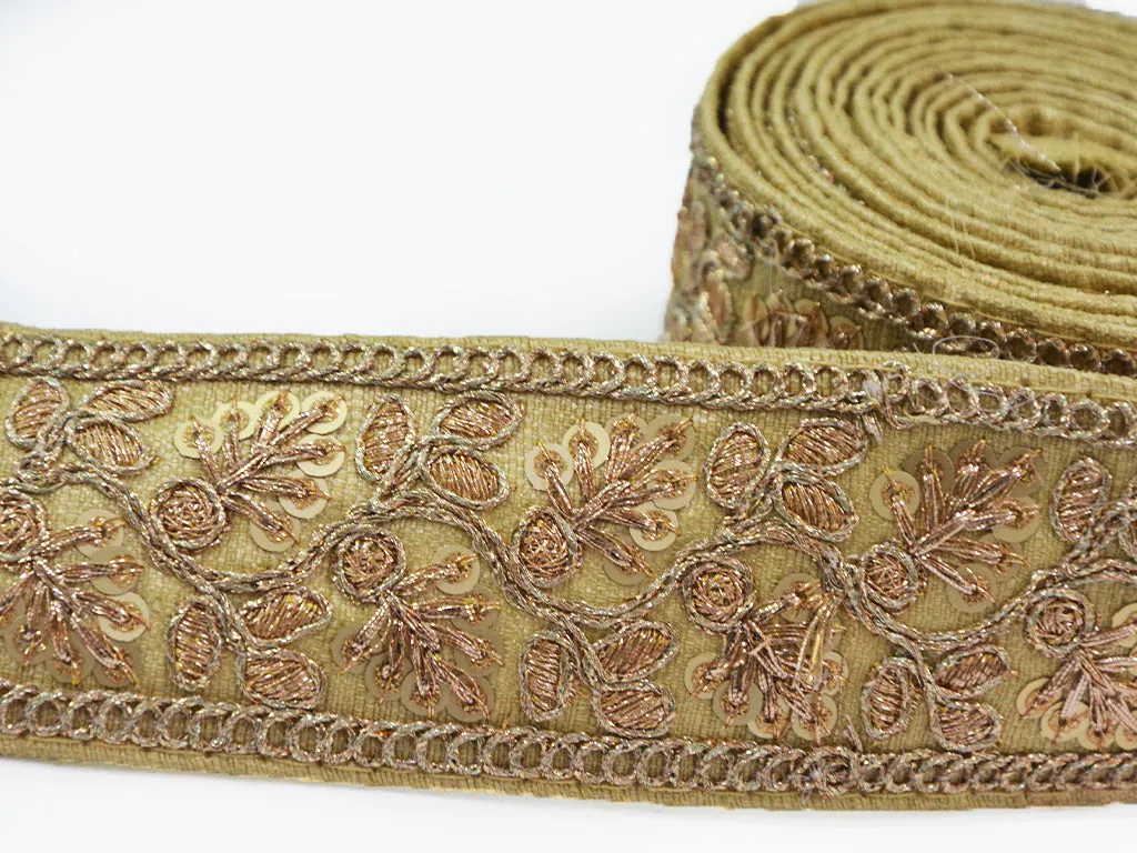 Golden Sequins Embroidered Border
