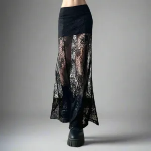 Gothic Style Lace Patchwork Long Maxi Skirt