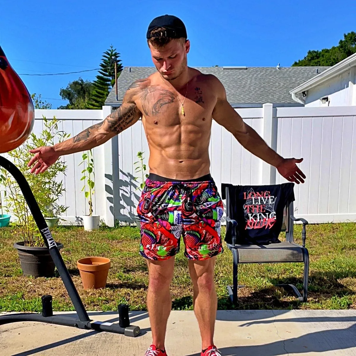 Graffiti Print Mesh Shorts