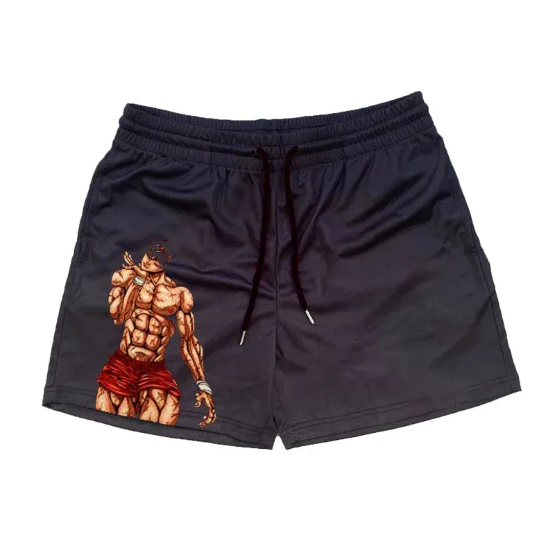 Graphic anime mesh summer shorts
