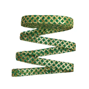 Green Checks Gota Work Embroidered Lace