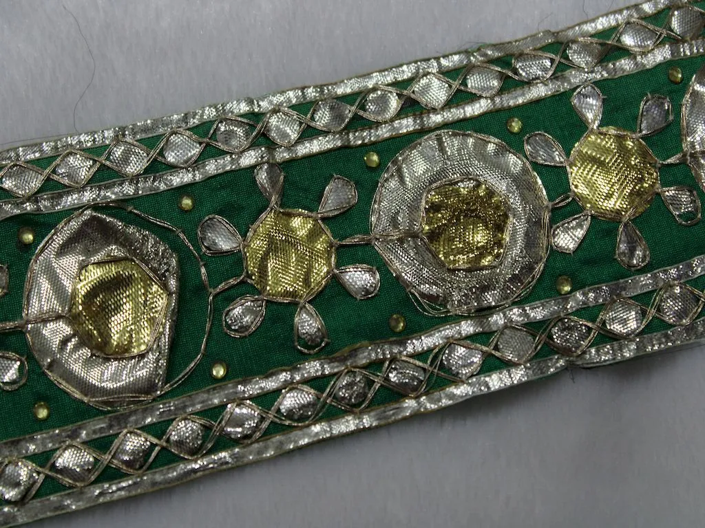 Green Designer Gota Work Embroidered Border