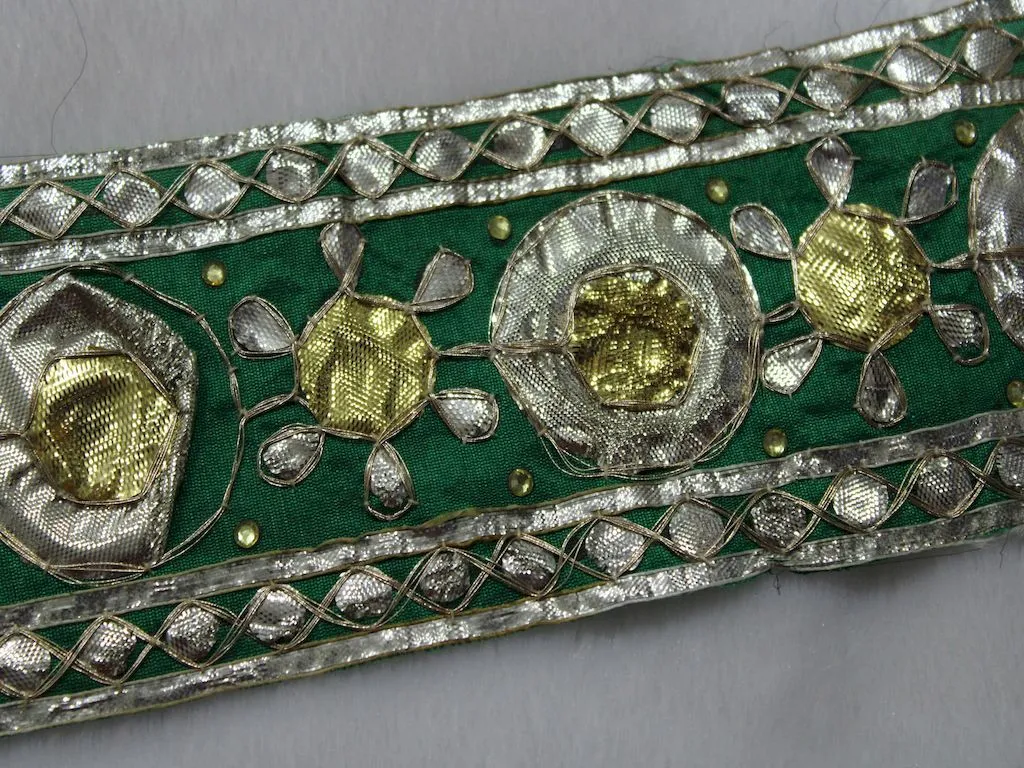 Green Designer Gota Work Embroidered Border