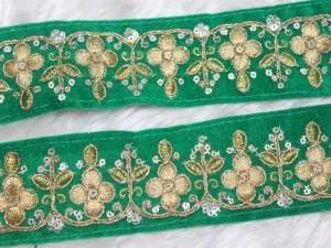 Green Embellished Zari Border