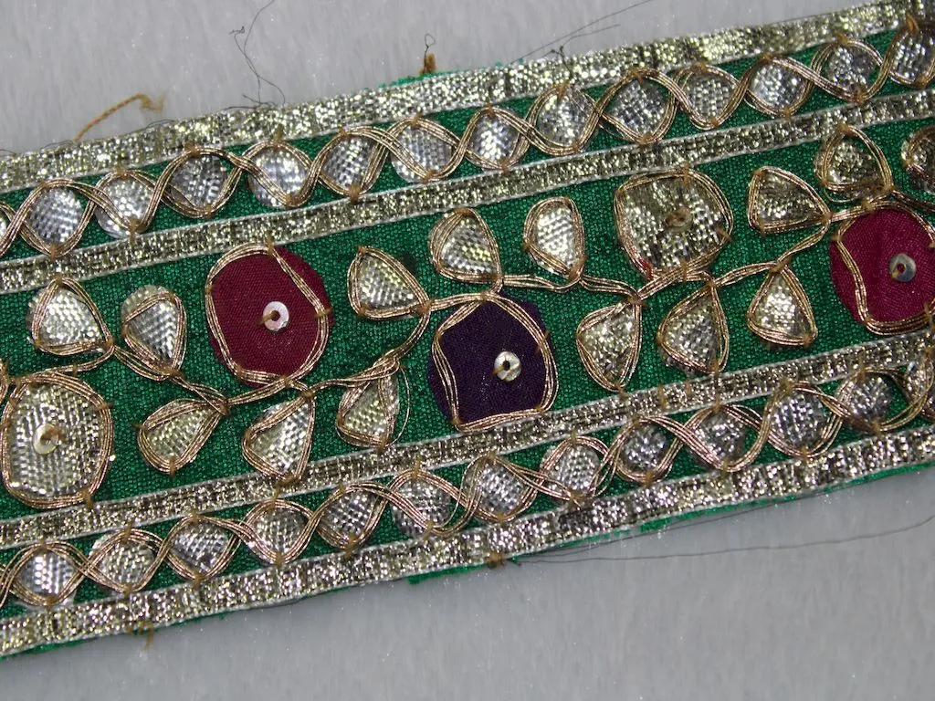 Green Fancy Gota Work Embroidered Border