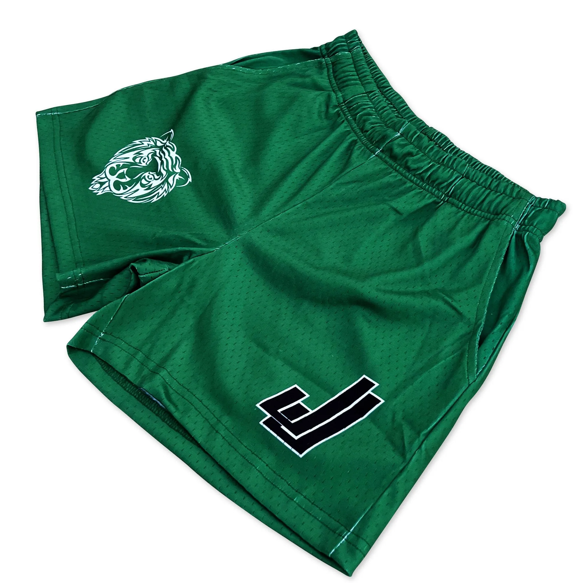 Green - Premium Mesh JJ Shorts - 5 Inch Inseam - Vintage Gym Basketball Fit