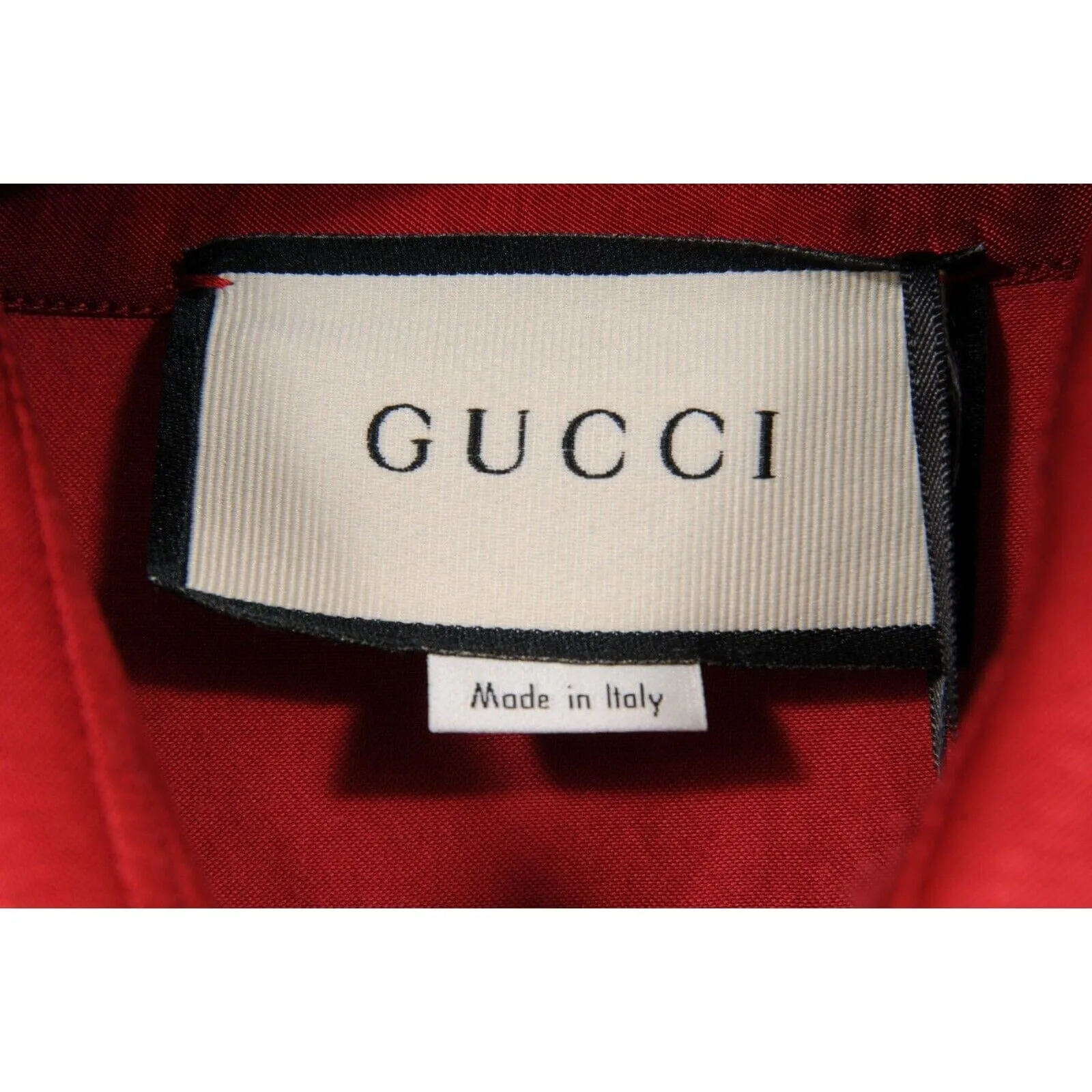 Gucci Men Button Down Shirt 52 XL Red Satin Cotton Blend Daffodils Skull Snake