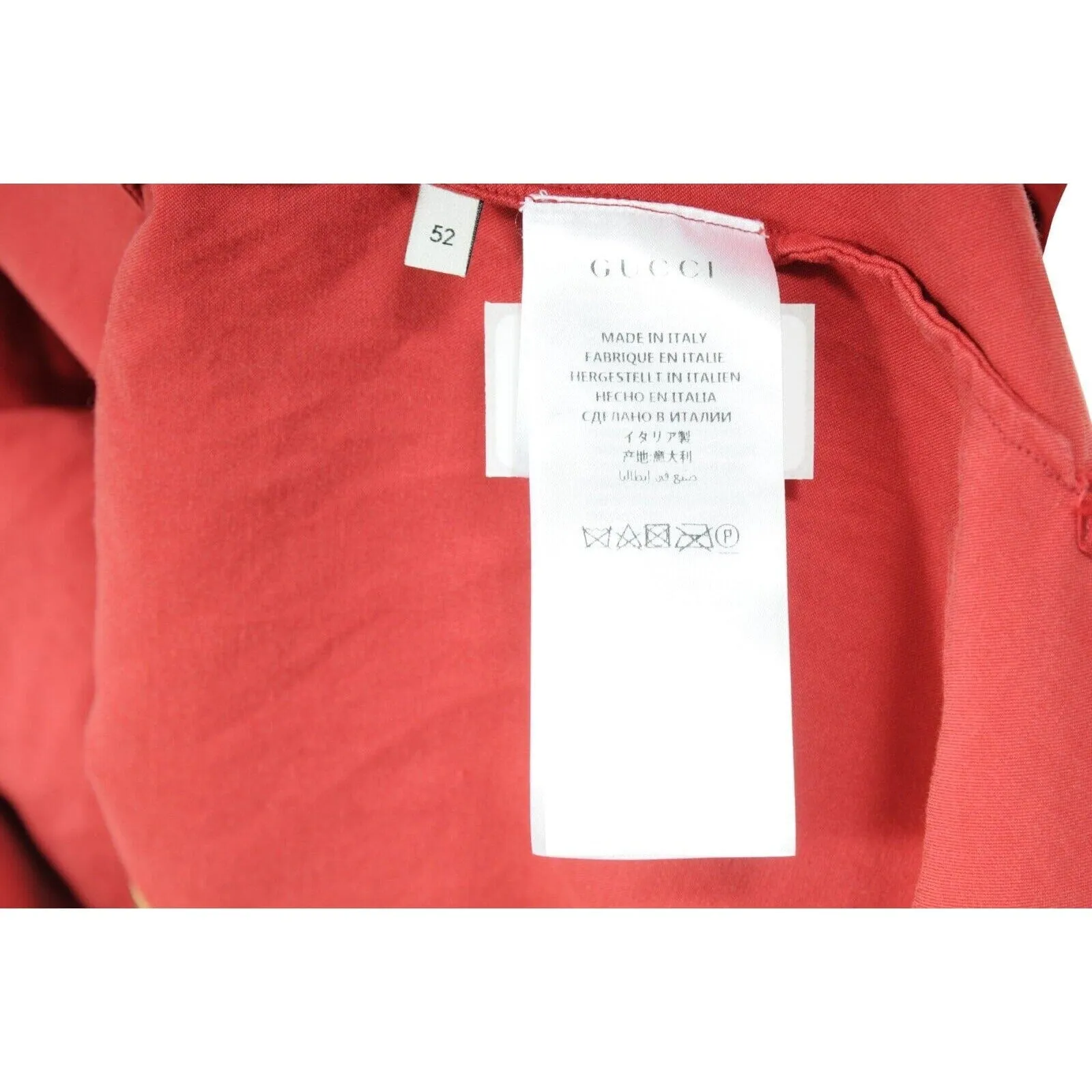 Gucci Men Button Down Shirt 52 XL Red Satin Cotton Blend Daffodils Skull Snake