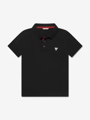 Guess Boys Logo Polo Shirt in Black