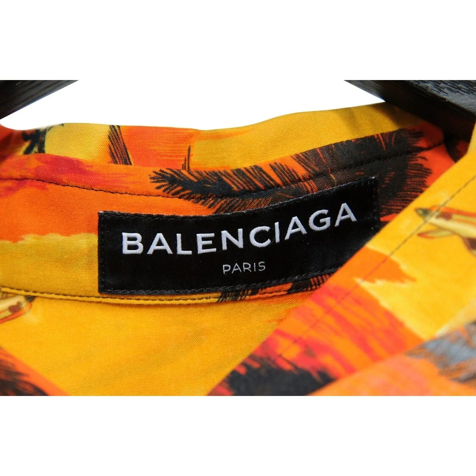 Hawaiian Print Yellow Orange Button Down Shirt