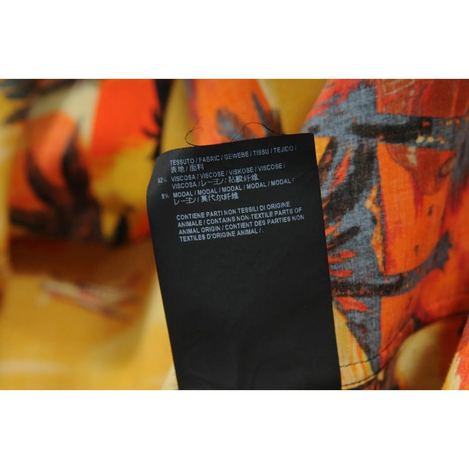 Hawaiian Print Yellow Orange Button Down Shirt