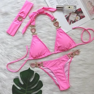 Heart Rhinestones Bikini