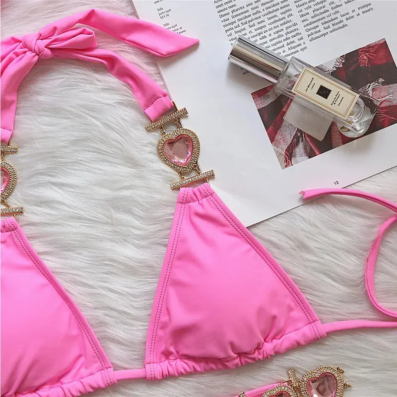 Heart Rhinestones Bikini