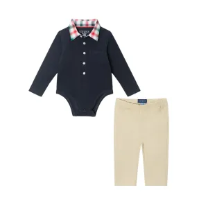 Infant 2-Piece Polo Shirtzie® Set | Navy Holiday