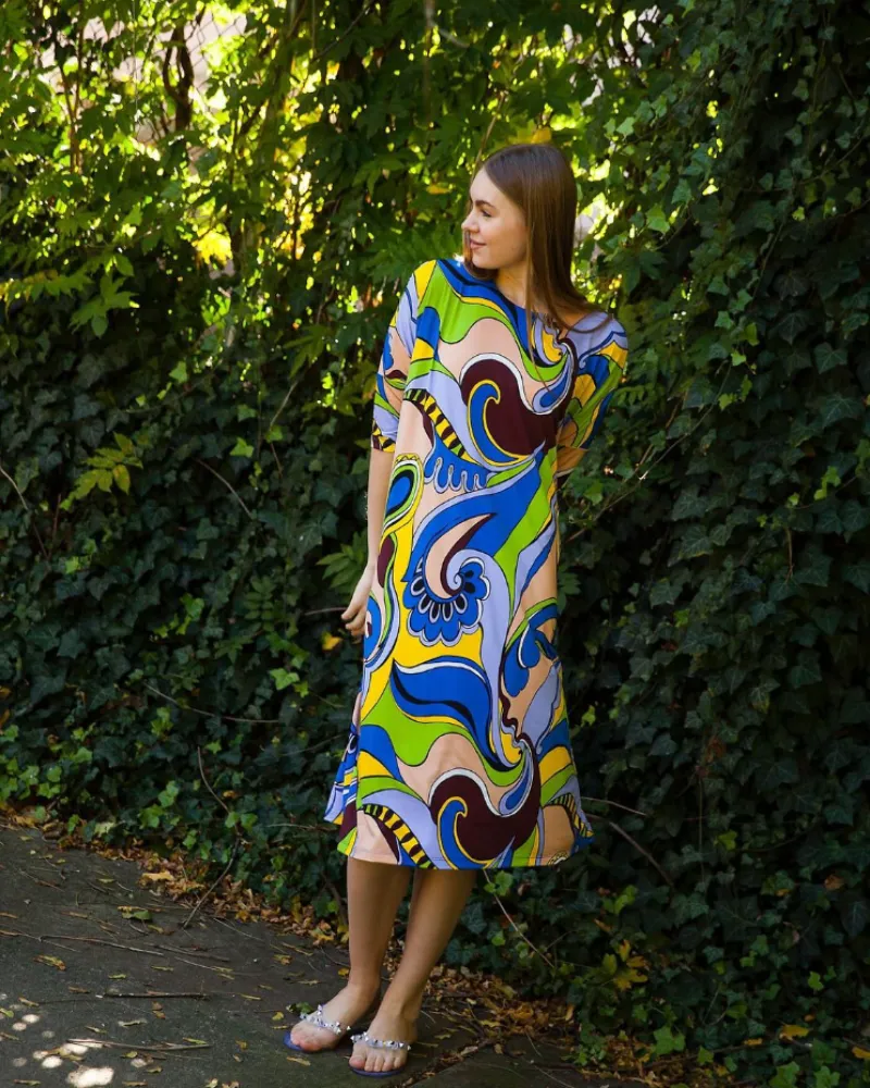 Jackie O`Loungewear Gucci Vibes Print Swim Cover Up Dress
