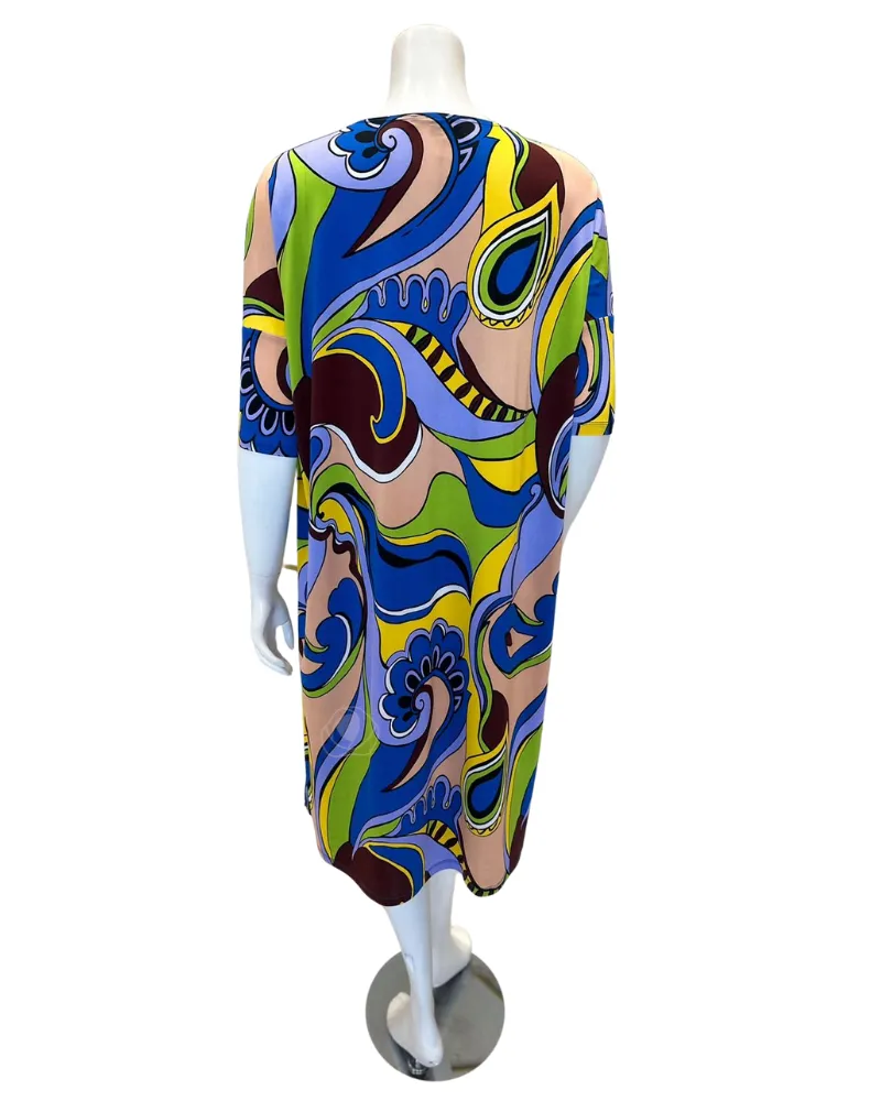 Jackie O`Loungewear Gucci Vibes Print Swim Cover Up Dress