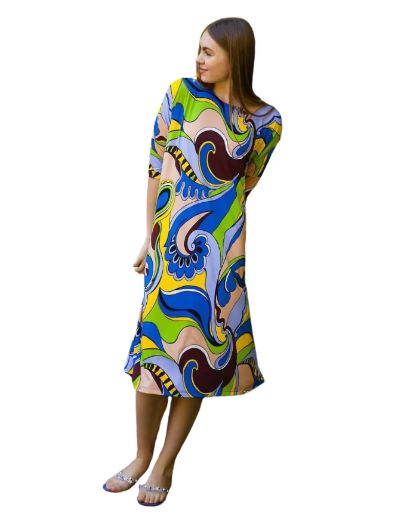 Jackie O`Loungewear Gucci Vibes Print Swim Cover Up Dress