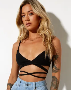 Jamaria Bralette Top in Rib Black