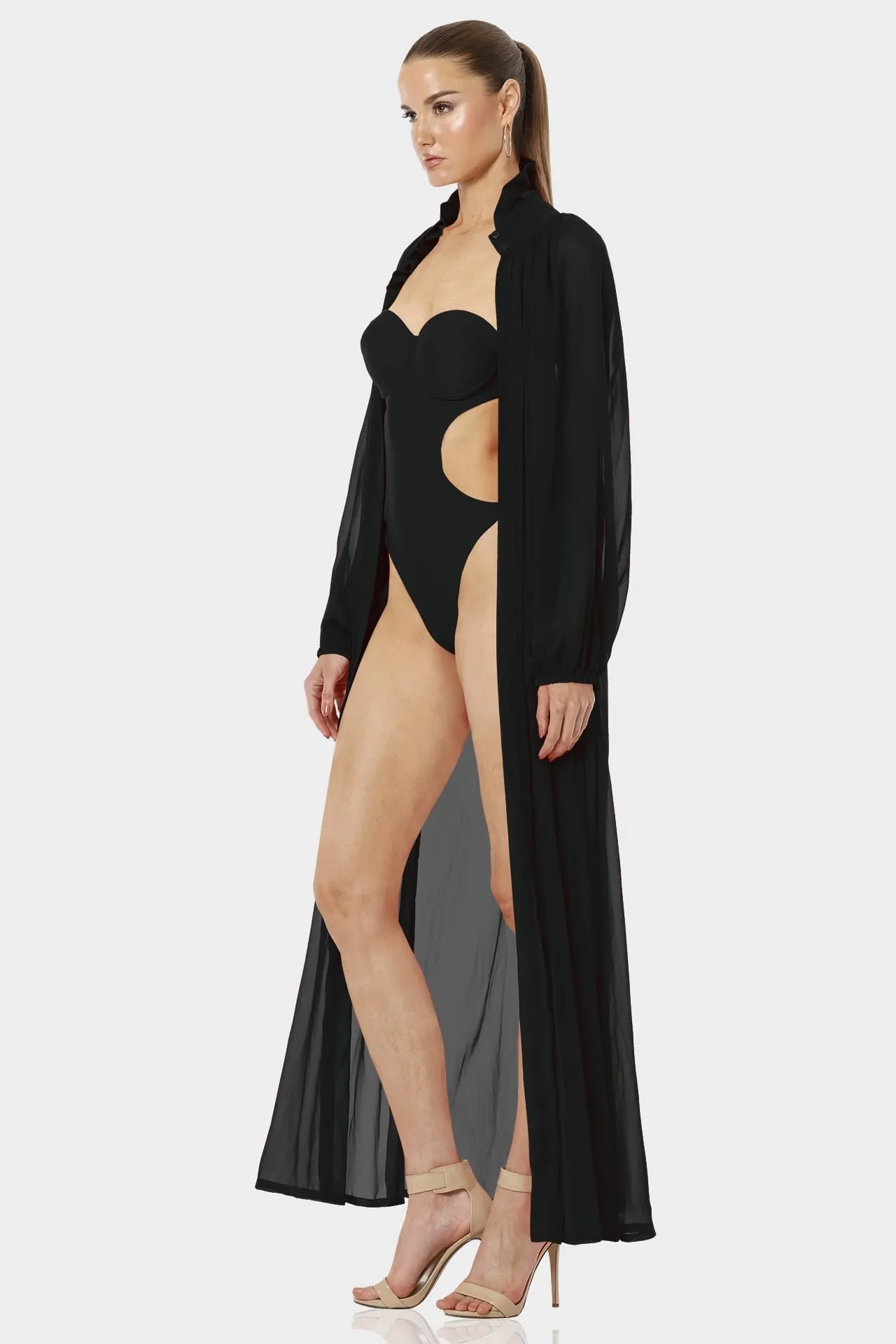 Kamini Black Open Back Swimsuit