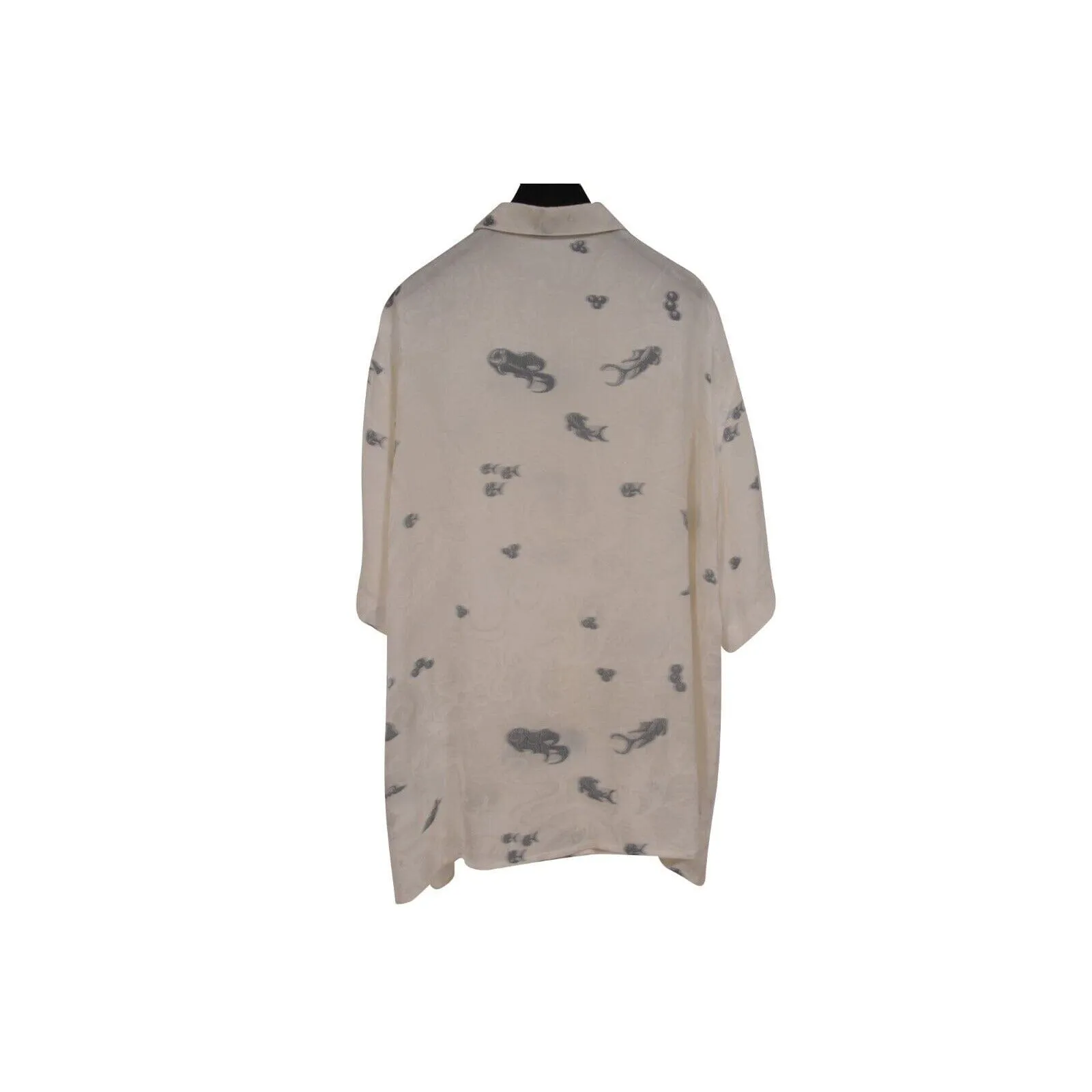 Kenny Scharf Mens Button Down Shirt IT 43 Silk Blend White Oblique Bowling