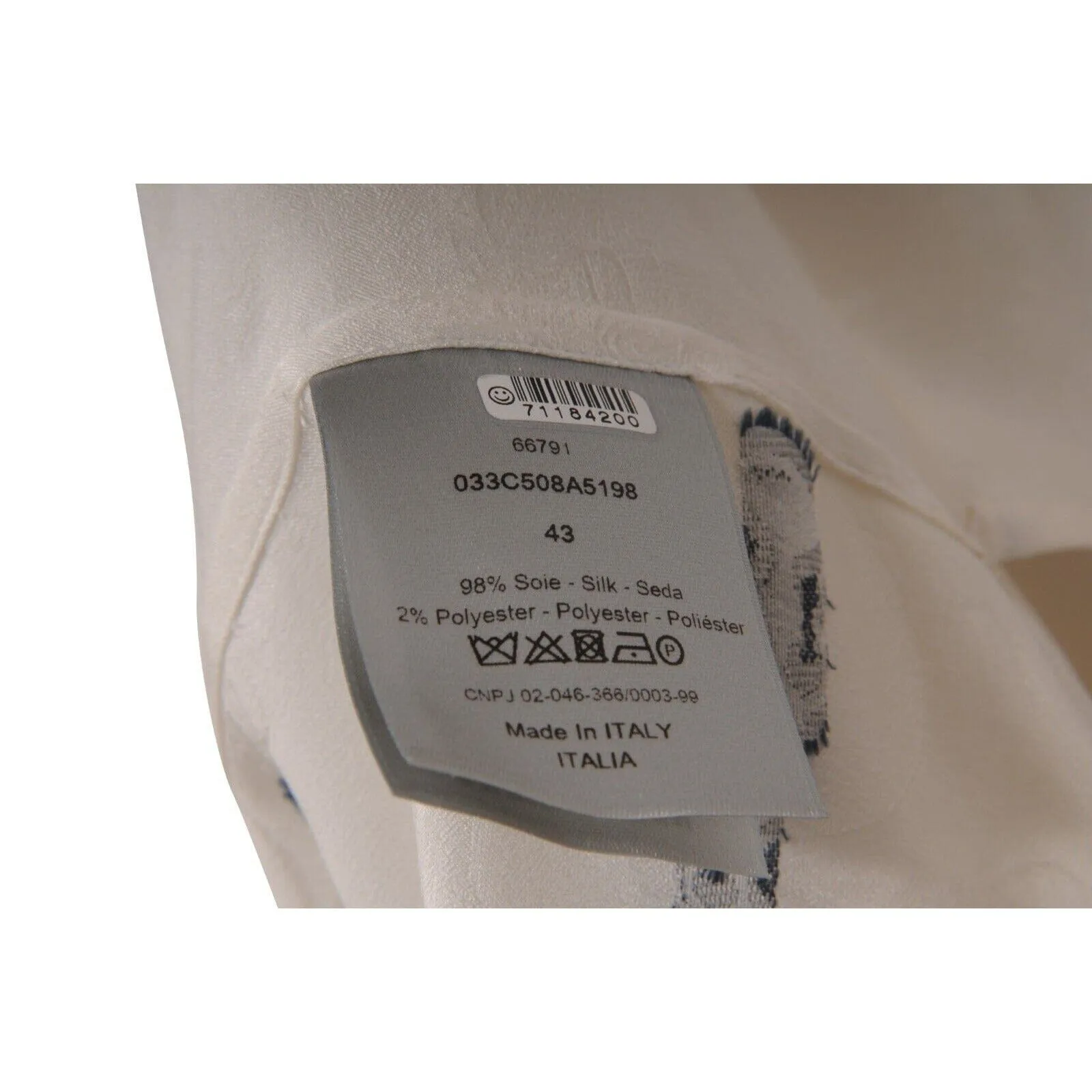 Kenny Scharf Mens Button Down Shirt IT 43 Silk Blend White Oblique Bowling