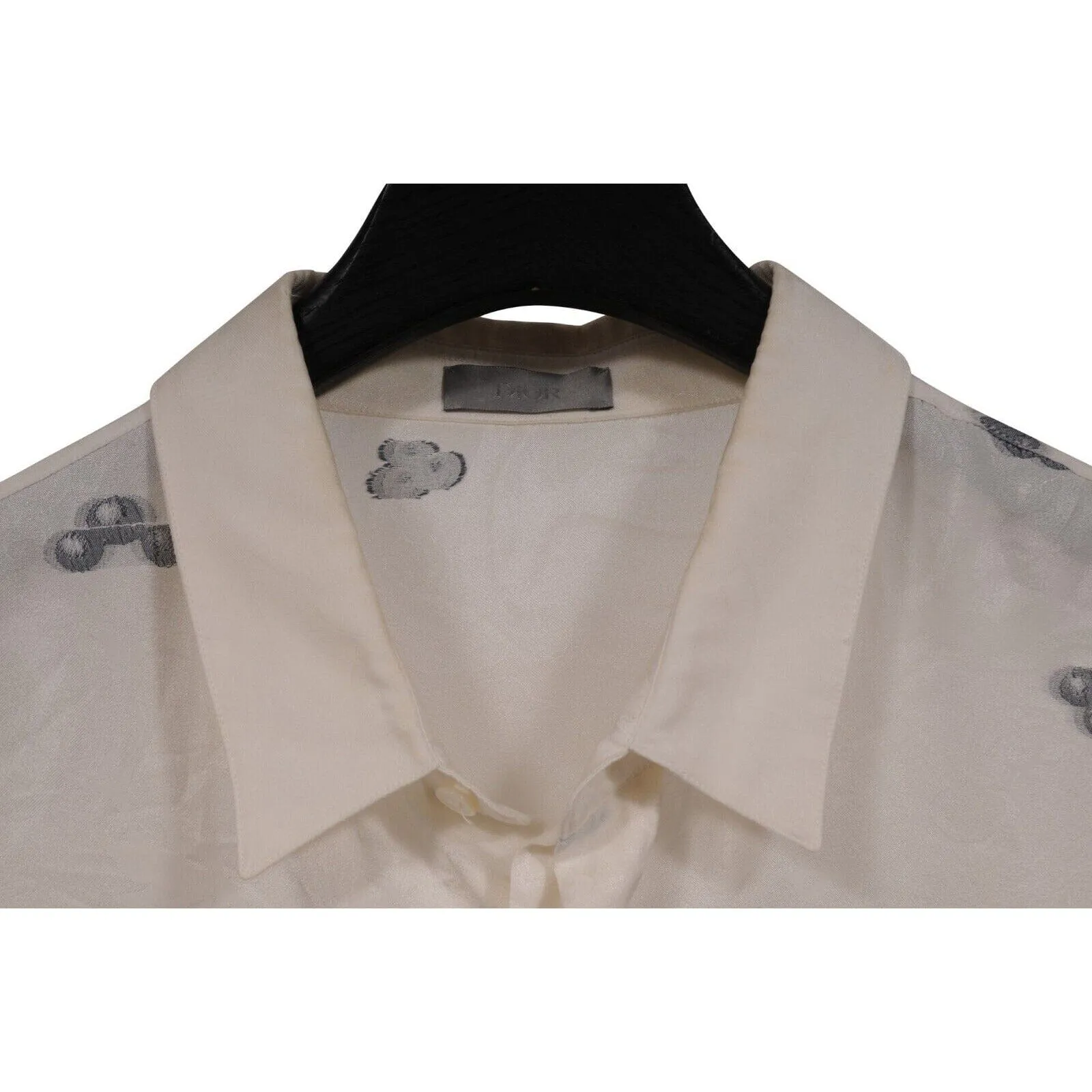 Kenny Scharf Mens Button Down Shirt IT 43 Silk Blend White Oblique Bowling