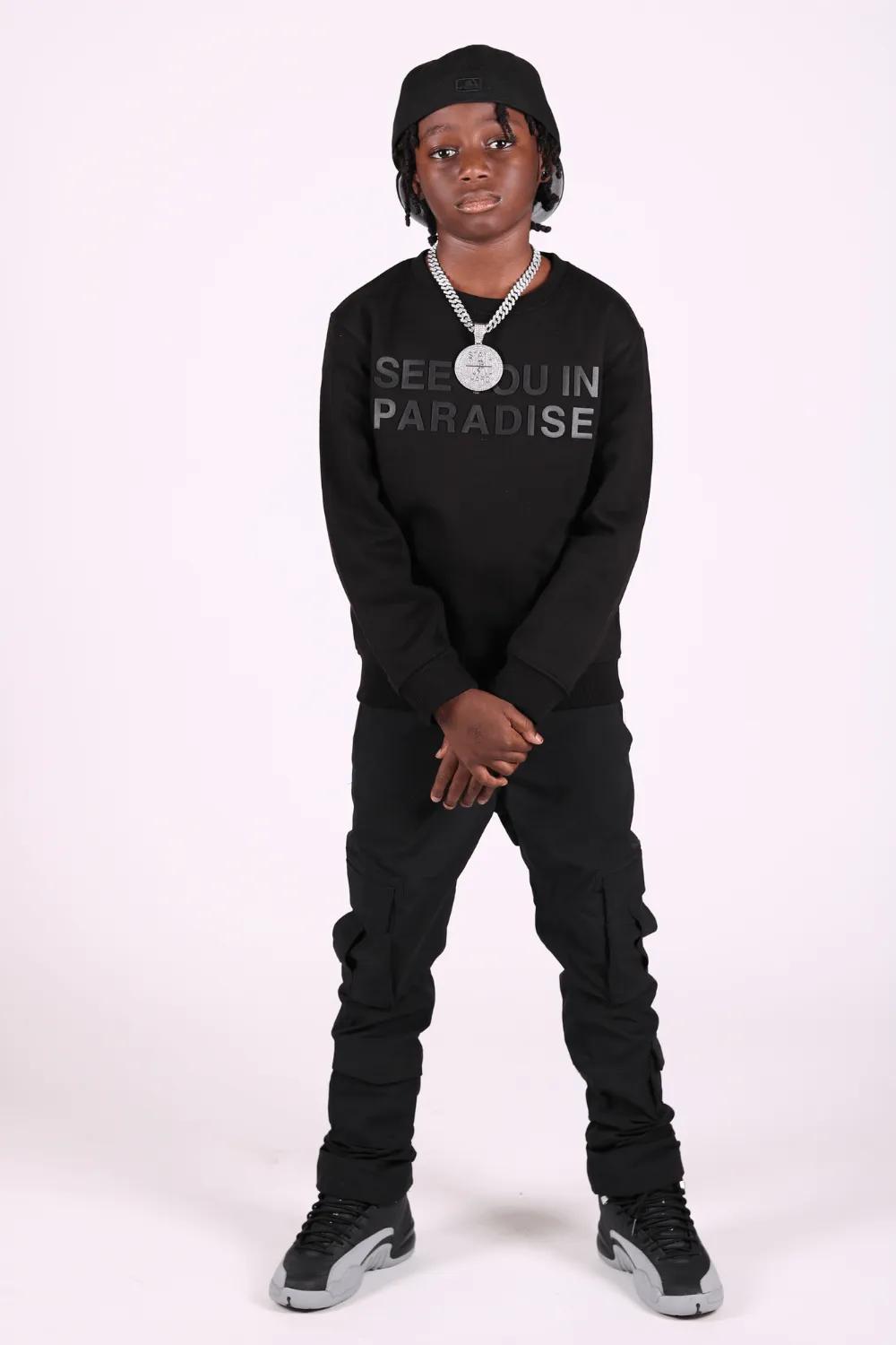 Kids Stacked Ventura Cargo Pants (Black)