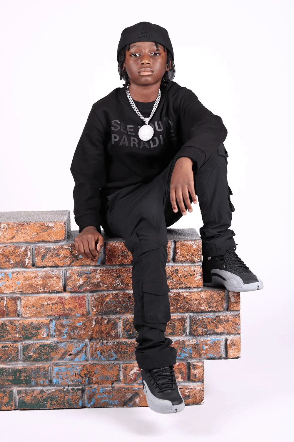 Kids Stacked Ventura Cargo Pants (Black)