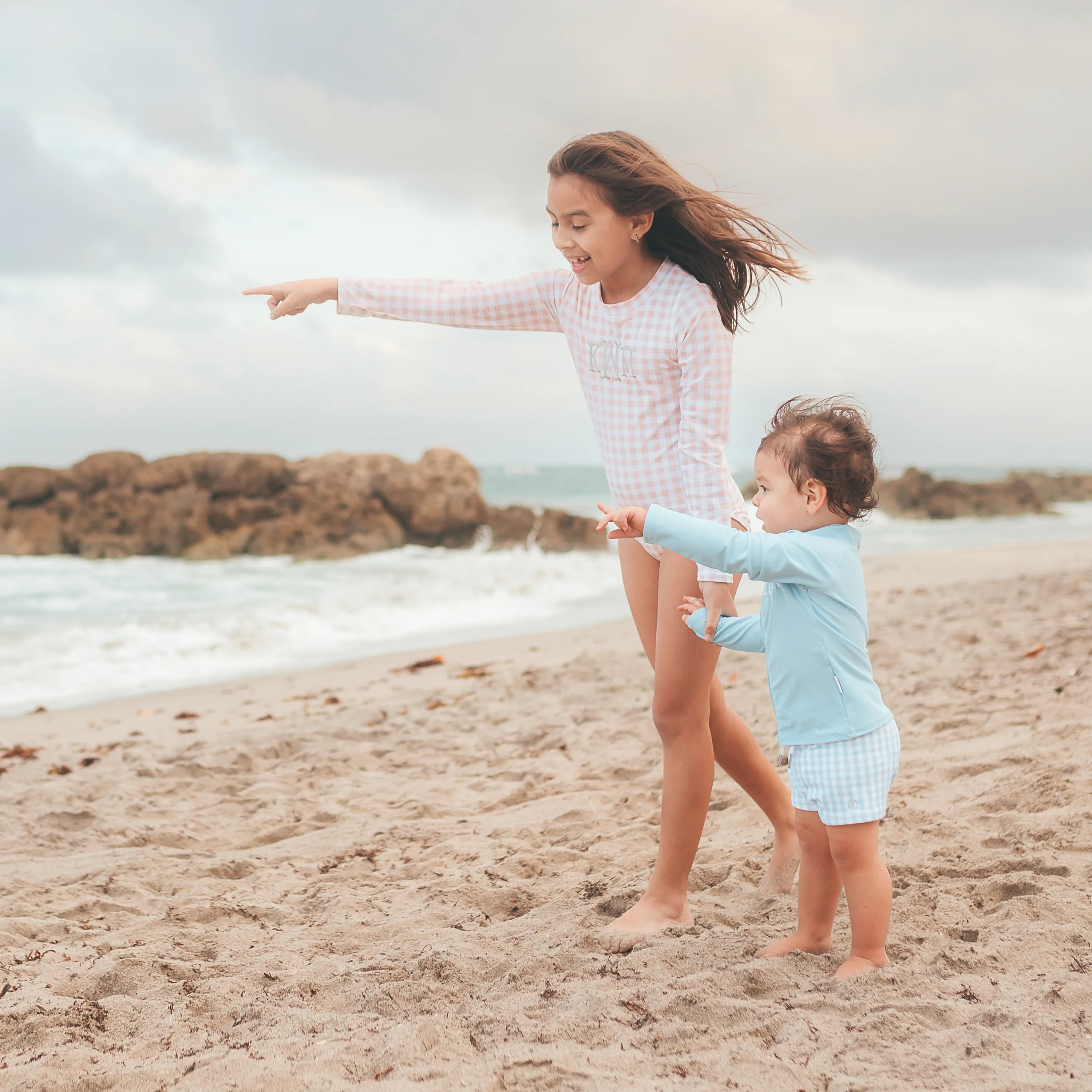 Kids UPF 50  Long Sleeve Zipper Rash Guard Swim Shirt | "Dream Blue"